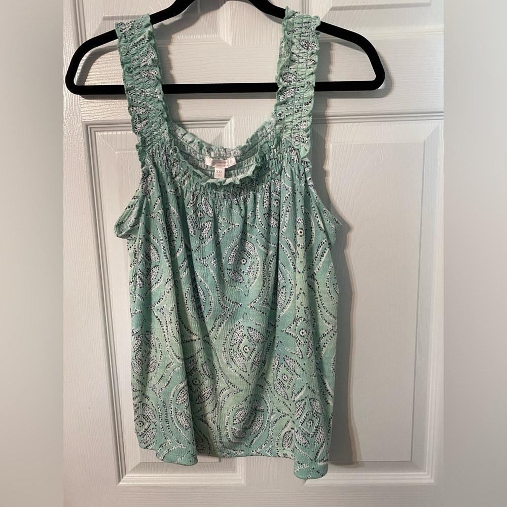 LC Lauren Conrad Mint Patterned Tank Top XXL